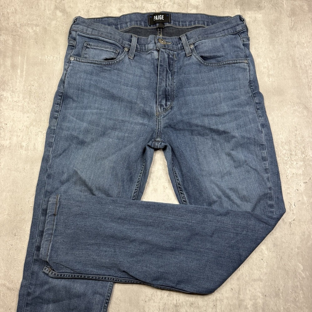 Paige Jeans Mens 32x28 Blue Denim Lennox Straight Stretch Workwear USA Made